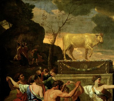La adoración del becerro de oro (detalle) de Nicolas Poussin